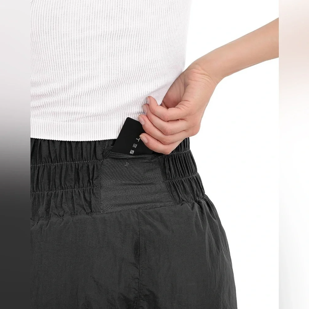 NWT Medium Women’s ODODOS Athletic Shorts High Waisted Mesh Back Pocket - Picture 4 of 5